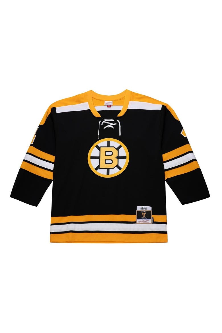 Men's Mitchell & Ness Bobby Orr Black Boston Bruins Big & Tall 1971/72 Blue Line 2.0 Jersey, Alternate, color, Black