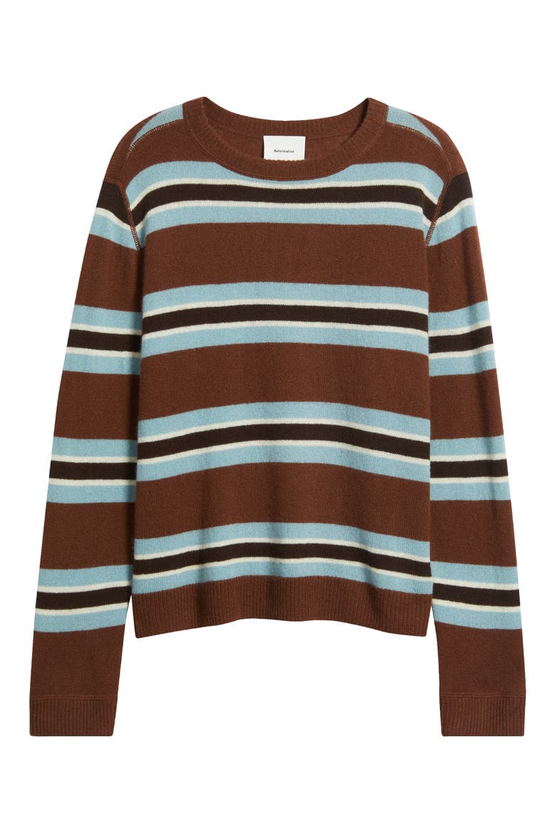 Cashmere Boyfriend Sweater, Alternate, color, CHOCOLATE CAKE MULTI STRIPE