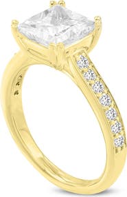 LuvMyJewelry Kalina 14K Yellow Gold Princess Cut Lab Grown Diamond Engagement Ring - 3 Ct