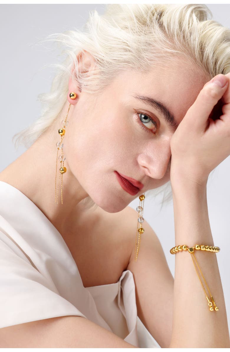 Classicharms FrostLily Clear Crystal and Bead Bolo Bracelet, Alternate, color, Gold