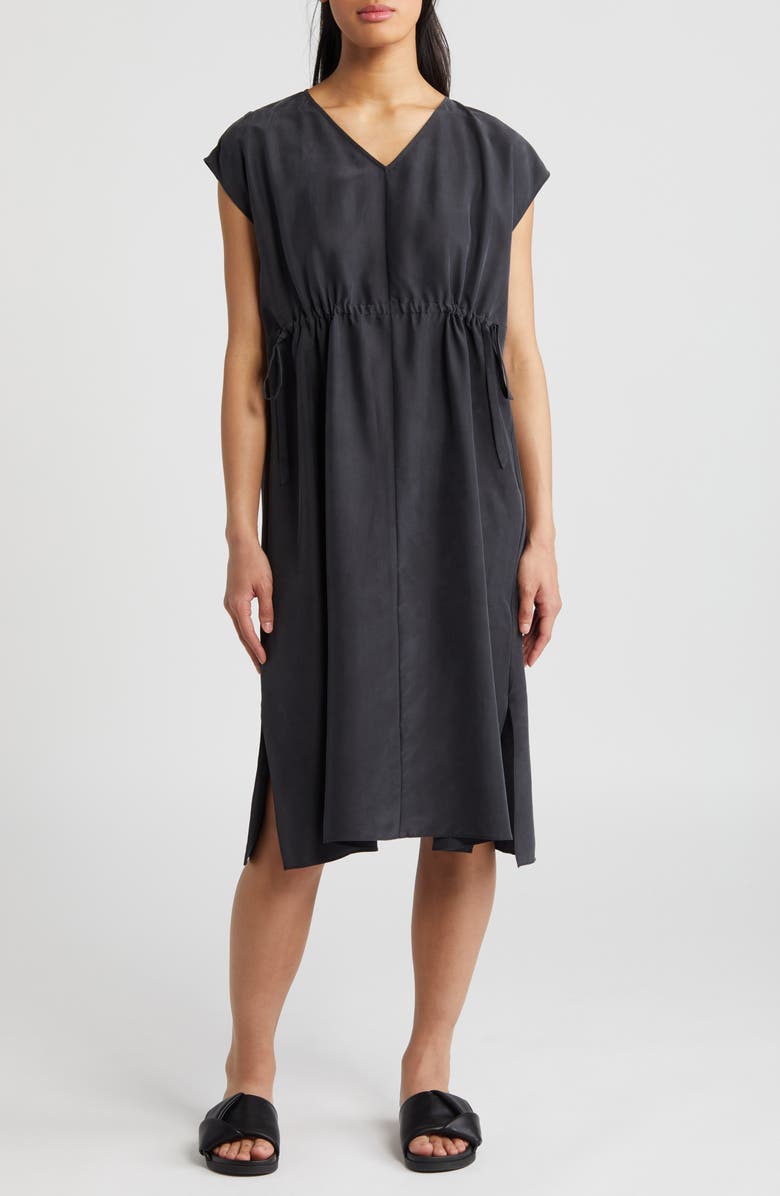 Eileen Fisher Cap Sleeve Silk Dress, Main, color, 