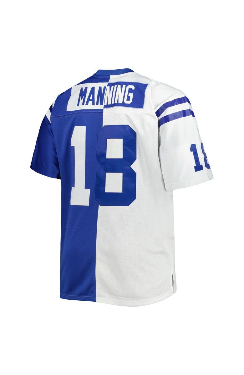 Mitchell & Ness Men's Mitchell & Ness Peyton Manning White/Royal Indianapolis Colts Big & Tall Split Legacy Retired Player Replica Jersey, Alternate, color, 