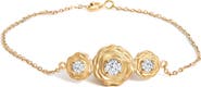 Haus of Brilliance 14K Yellow Gold Plated Sterling Silver 1/2 Cttw Lab Grown Diamond Rose Motif Link Bracelet