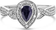 Haus of Brilliance Silver Sapphire Gemstone with Diamond Accent Fashion Halo Ring