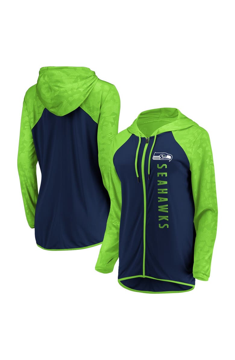 FANATICS Women's Fanatics Branded College Navy Seattle Seahawks Forever Fan Logo Full-Zip Hoodie, Alternate, color,