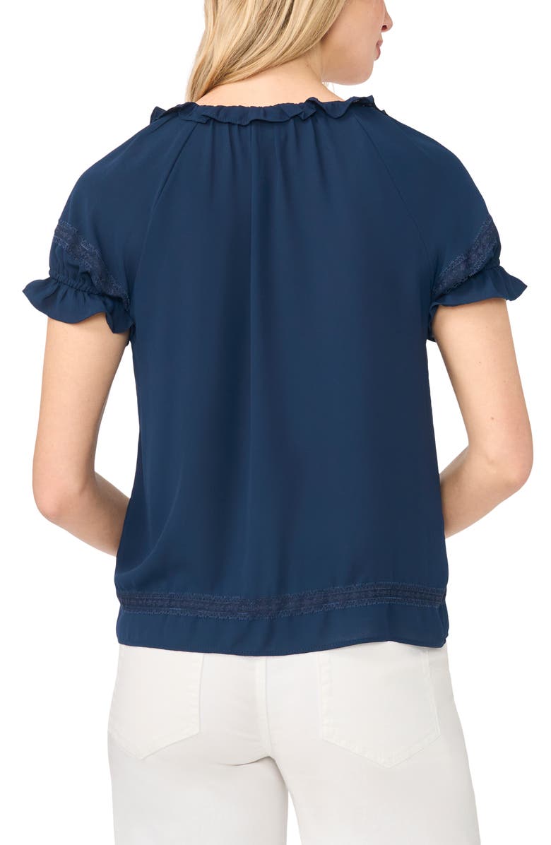 CeCe Ruffle Puff Sleeve Top, Alternate, color, Classic Navy