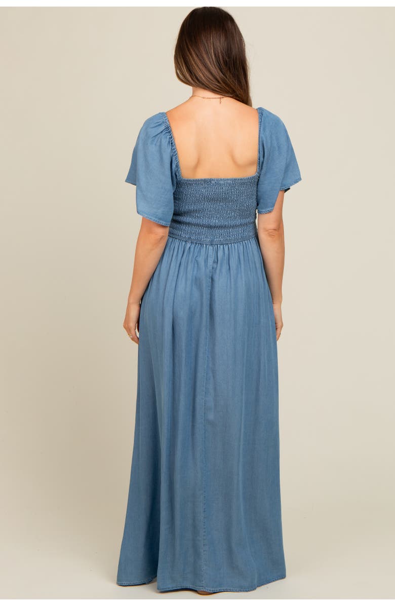 PinkBlush Chambray Smocked Maxi Dress, Alternate, color, Light Blue