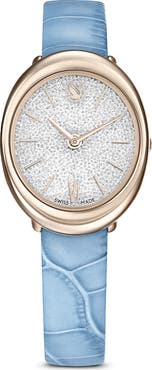 Swarovski Imber Oval Leather Strap Watch, 24mm x 26.3mm