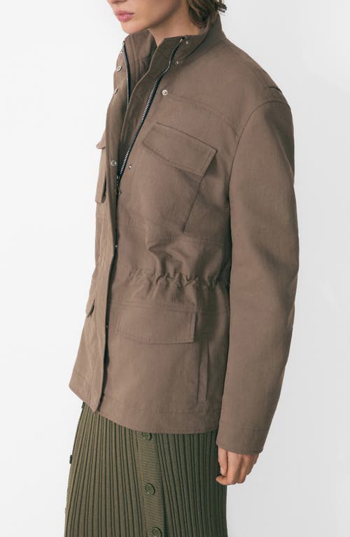 Mango Oversize Stand Collar Parka In Medium Brown