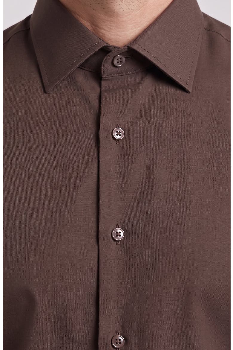 Stretch Cotton Dress Shirt, Alternate, color, BROWN
