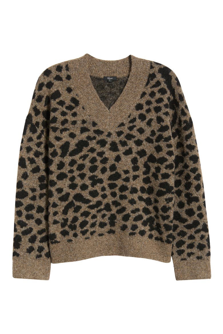 Rae V-Neck Sweater, Alternate, color, HAZELNUT SPOTTED