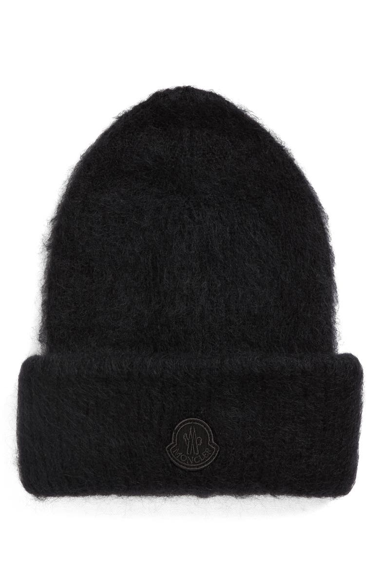 Moncler Edit Mohair Blend Beanie, Main, color, Black