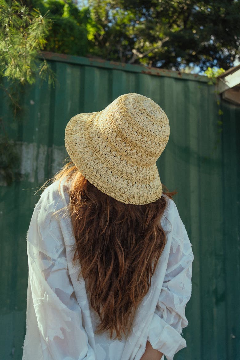"Linea" Packable Straw Hat, Alternate, color, Khaki