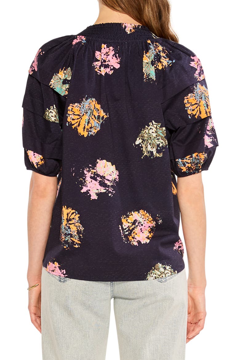 Bright Spot Smocked Neck Top, Alternate, color, INDIGO MULTI