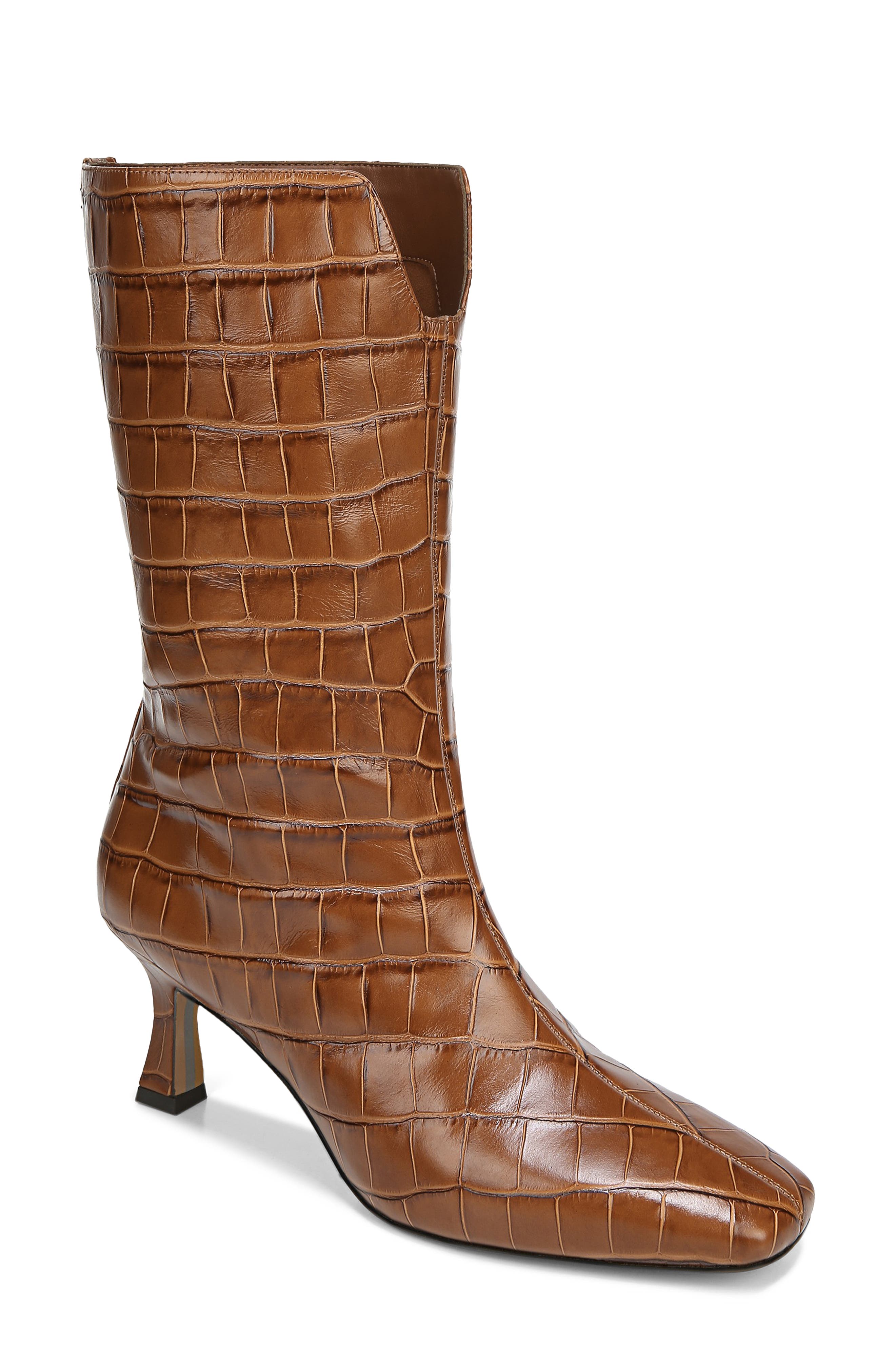 Lolita Square Toe Boot, Main, color, TAWNY BROWN CROCODILE