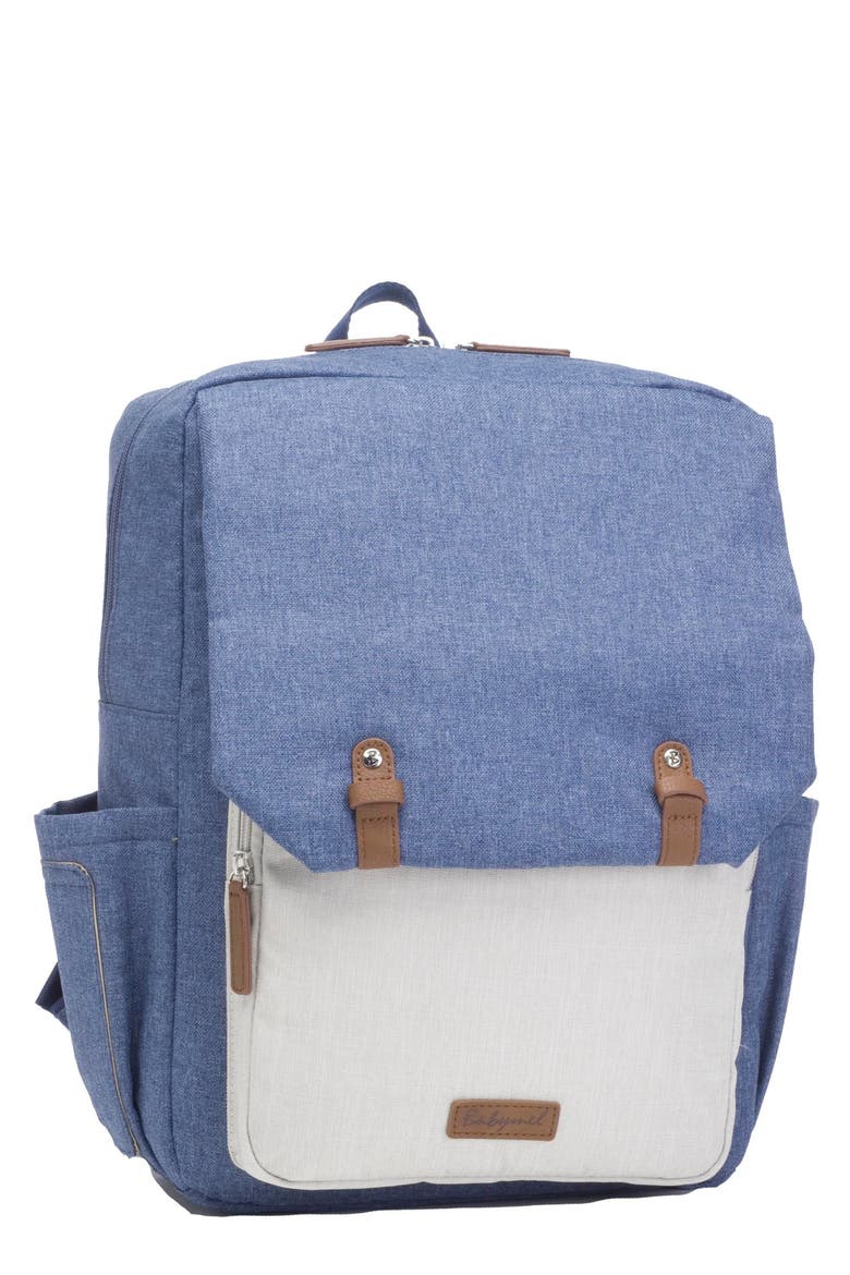 George Water Resistant Diaper Backpack, Main, color, MID BLUE/ OATMEAL