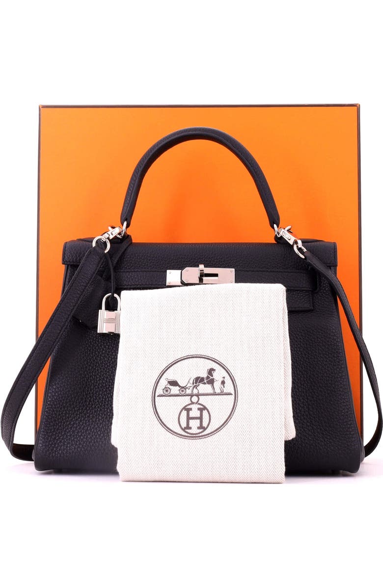 Pre-Owned Hermes Kelly Handbag Black Togo with Palladium Hardware 28, Alternate, color, Noir