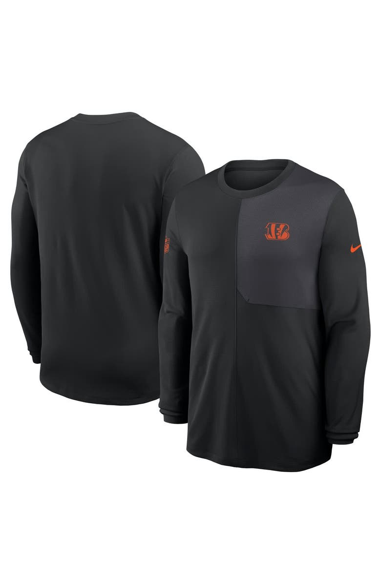 Nike Men's Nike Black Cincinnati Bengals Sideline Coach UV Performance Long Sleeve T-Shirt, Alternate, color, Black