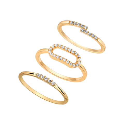 Pave Accented Rings Combo Set