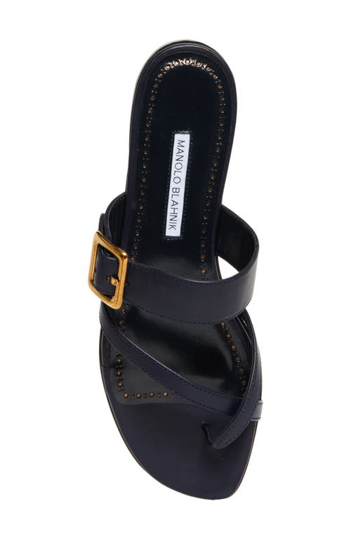 Manolo Blahnik Thalusa Flat Sandal In Navy