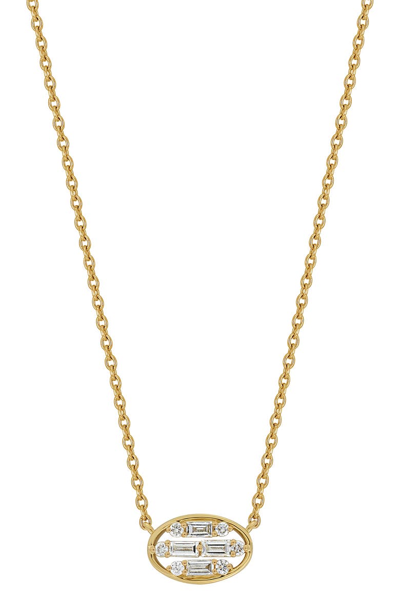 Mika Oval Diamond Cluster Bar Necklace, Main, color, 18K YELLOW GOLD
