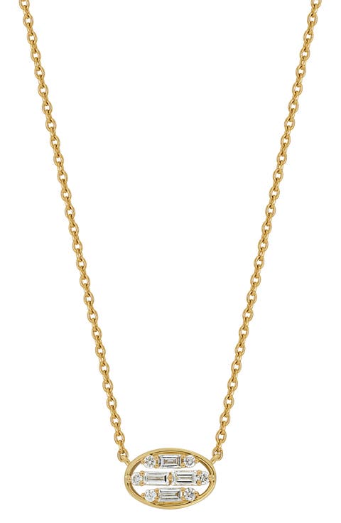 Mika Oval Diamond Cluster Bar Necklace