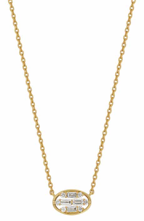 Bony Levy Mika Oval Diamond Cluster Bar Necklace