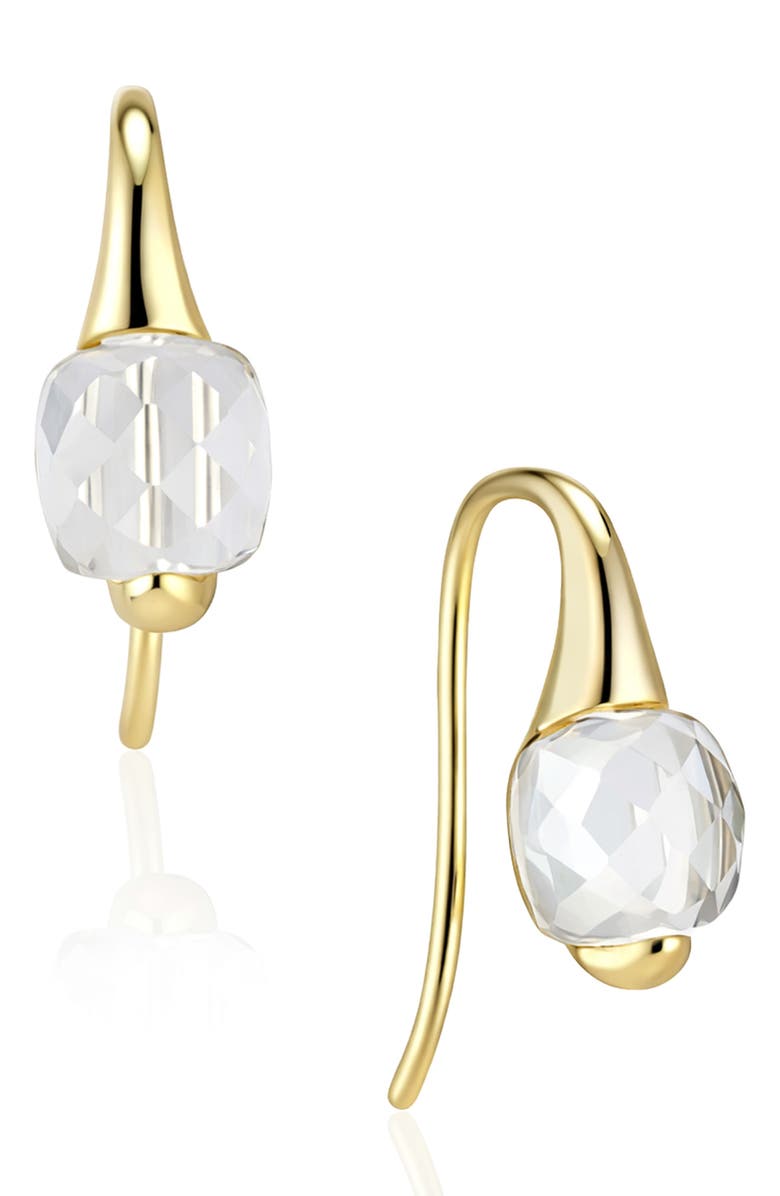 House of Frosted Annabell 14K Gold Plated Sterling Silver White Topaz Threader Earrings, Main, color, Yellow Gold/ White