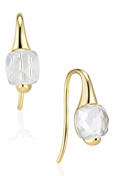 House of Frosted Annabell 14K Gold Plated Sterling Silver White Topaz Threader Earrings