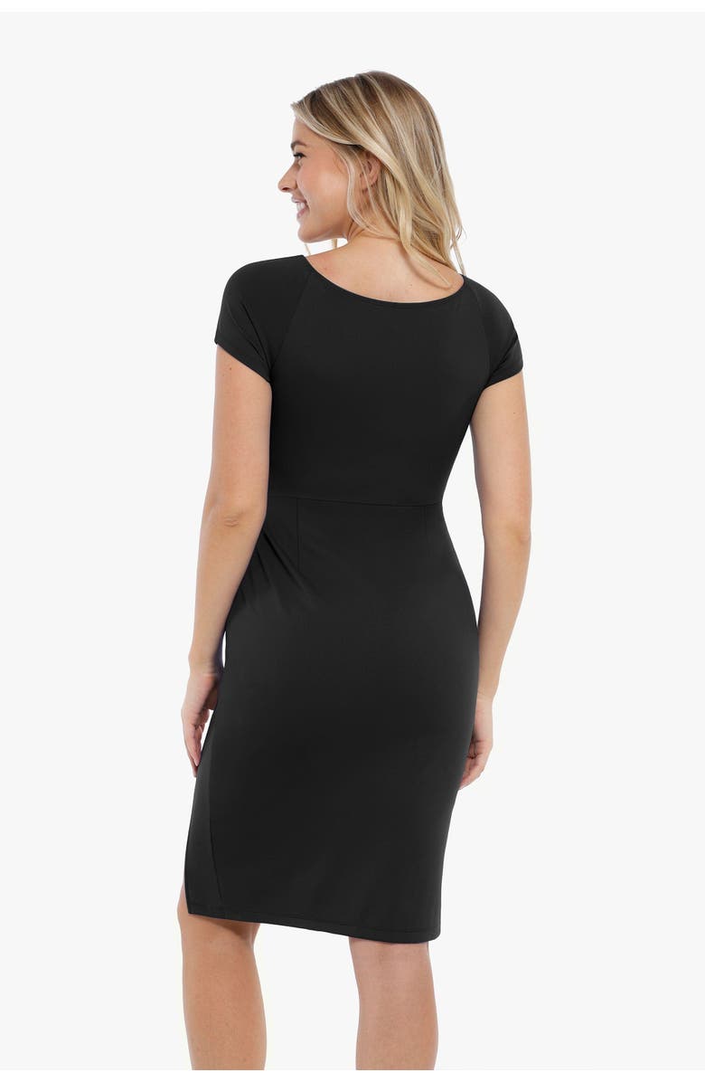 Popilush Shapewear Short Sleeve Perfect Form Sheath Dress, Alternate, color, Midnight Black