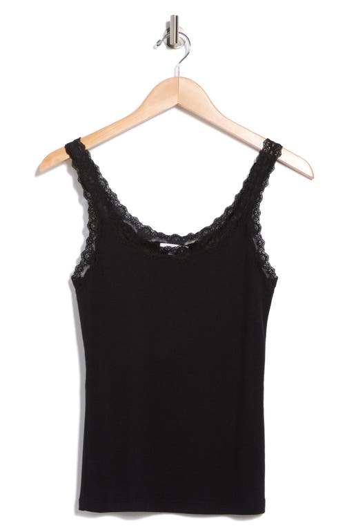 Leith Lace Trim Tank Top In Black