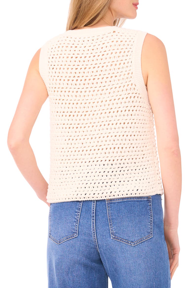 Open Stitch Cotton Blend Sweater Tank, Alternate, color, EGGNOG