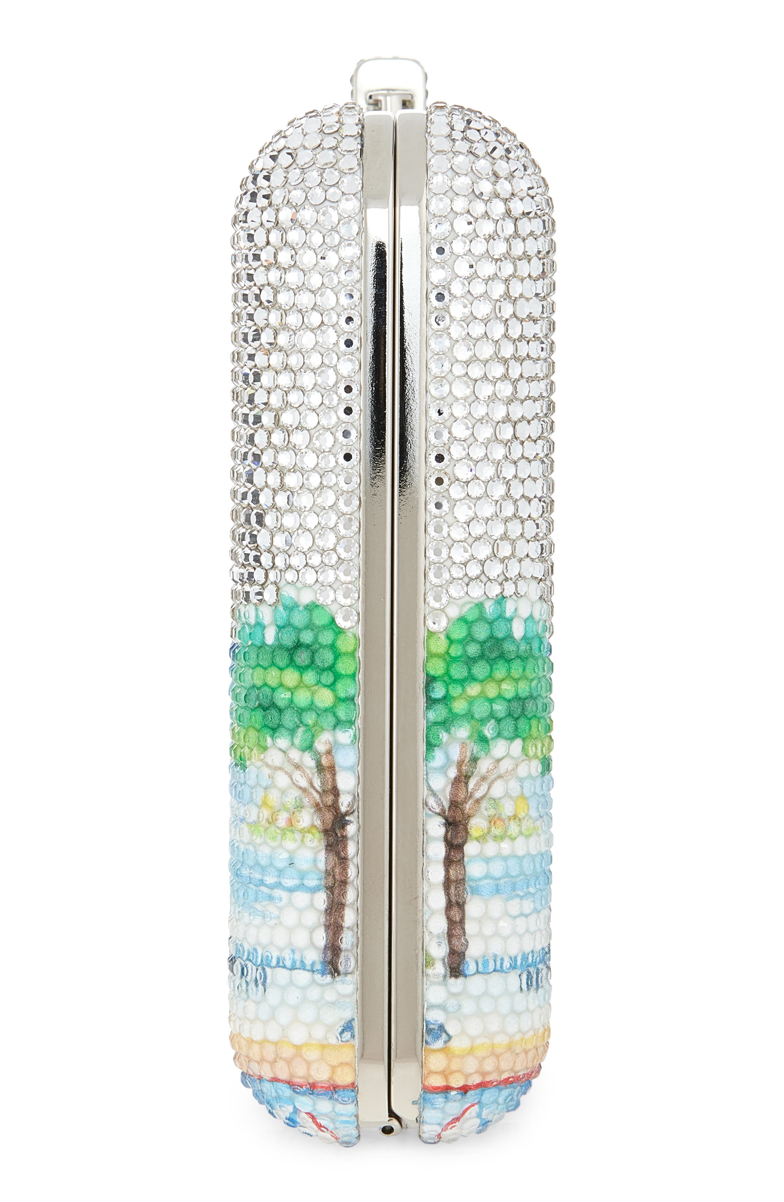 JUDITH LEIBER COUTURE Slim Slide Tropical Crystal Embellished Clutch, Alternate, color, Silver Rhine Multi