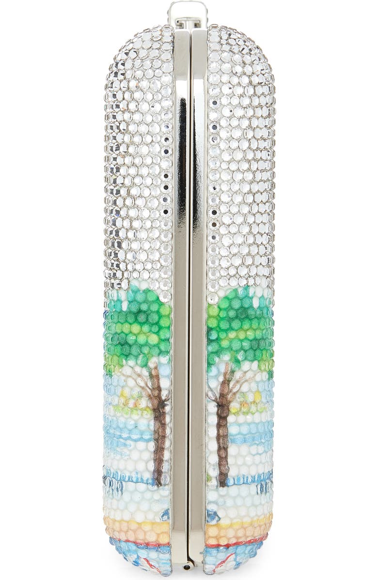 JUDITH LEIBER COUTURE Slim Slide Tropical Crystal Embellished Clutch, Alternate, color, Silver Rhine Multi