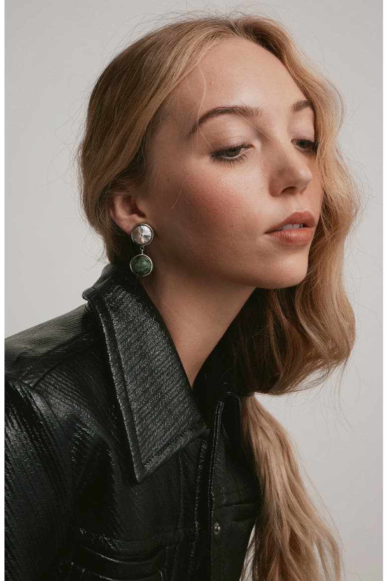 Clare Crystal & Turquoise Drop Earrings, Alternate, color, TURQUOISE/ RHODIUM