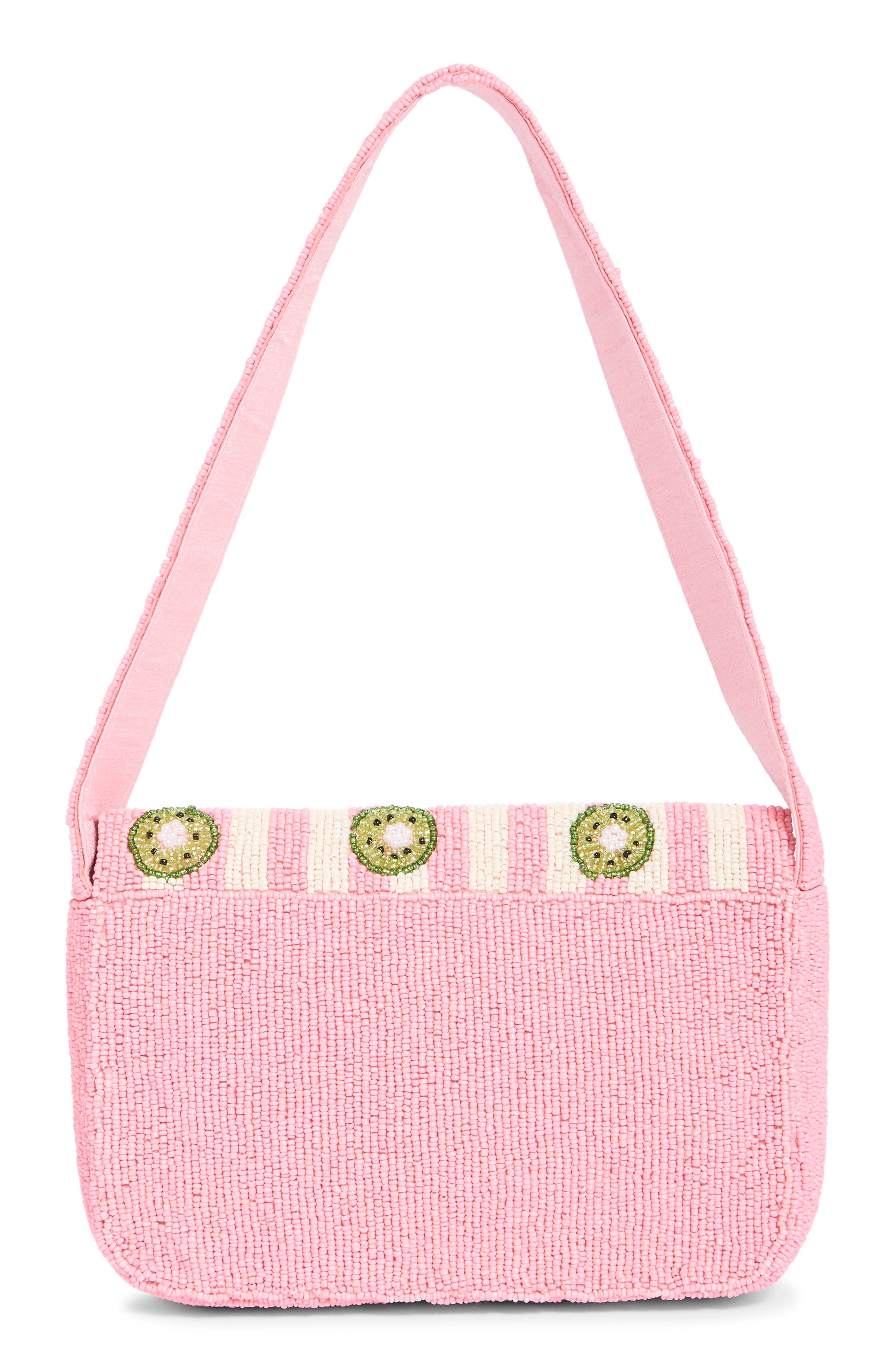 Collection XIIX Kiwi Stripe Beaded Baguette Shoulder Bag, Alternate, color, Pink Multi