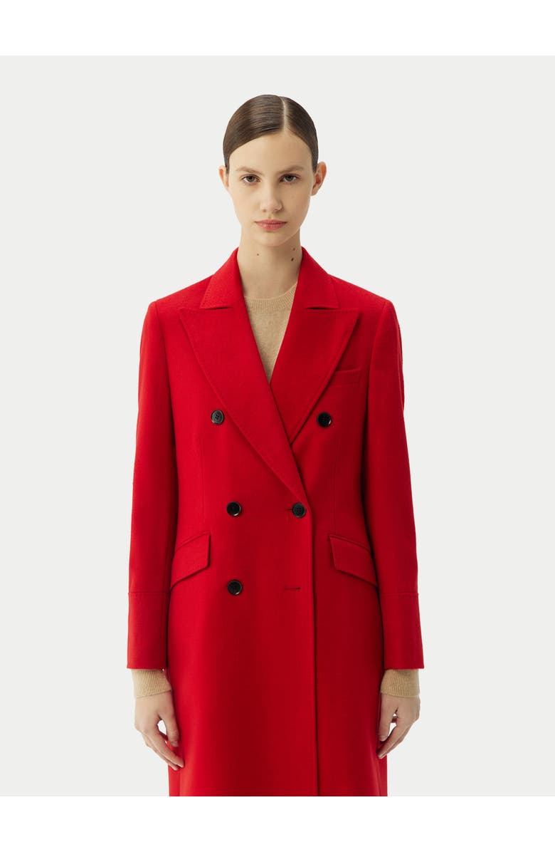 GOBI Mongolian Cashmere Cashmere Peak Lapel Long Coat, Alternate, color, Red