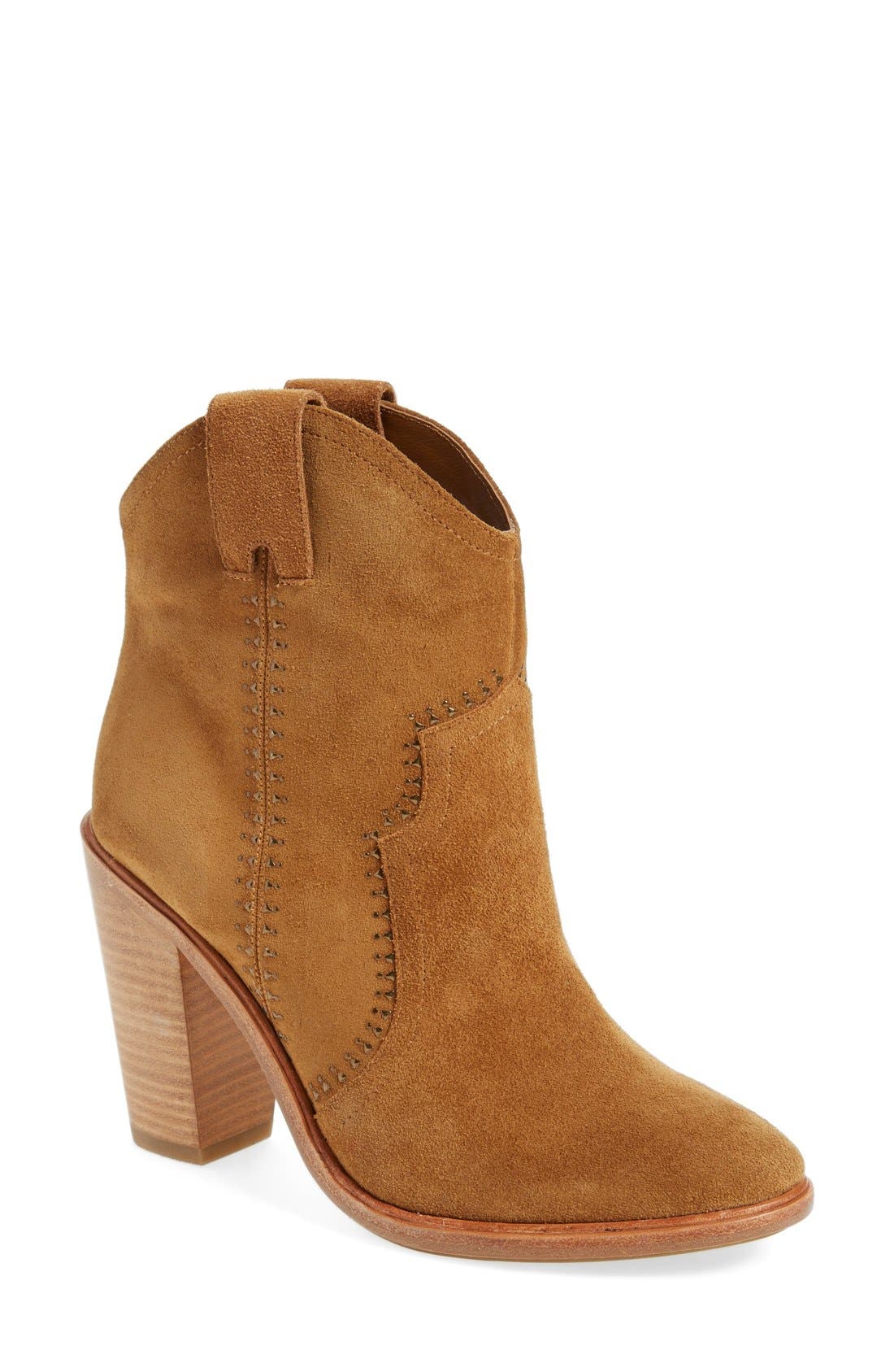 'Monte' Suede Bootie (Nordstrom Exclusive), Main, color, WHISKEY SUEDE WITH STUDS