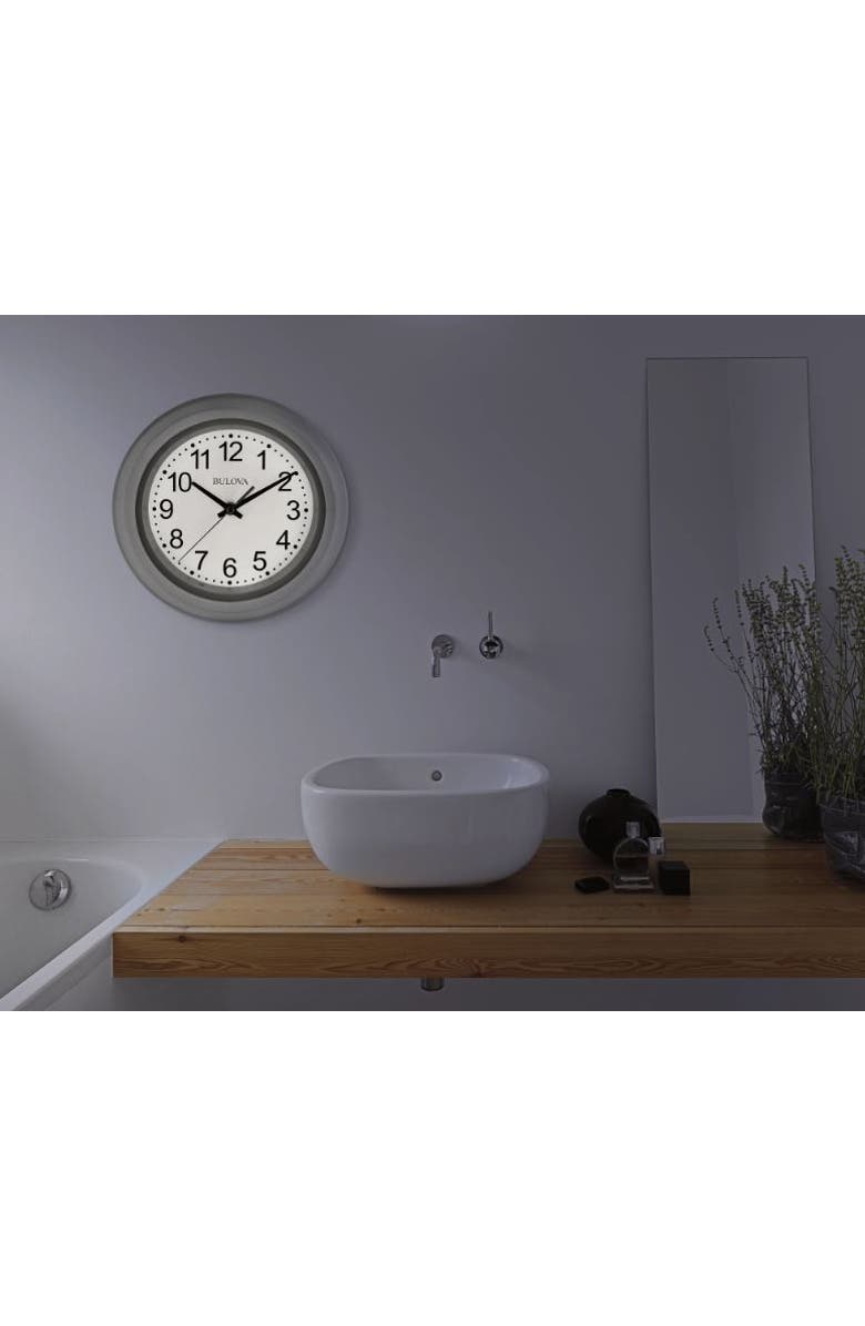 Bulova Clocks Night Vision 10" Diameter Quartz Clock, Alternate, color, White