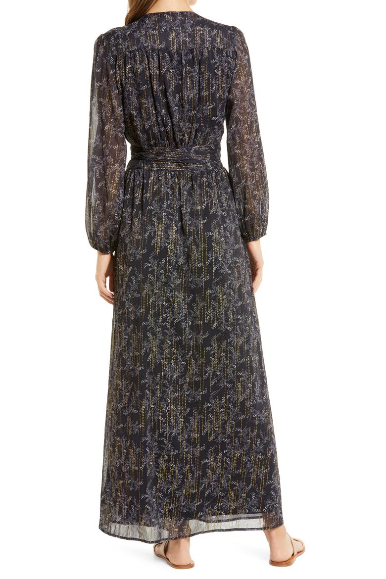 Long Sleeve Maxi Dress, Alternate, color, BLACK GOLD