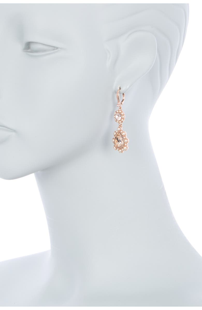 Marchesa Imitation Pearl & Crystal Double Drop Earrings, Alternate, color, 