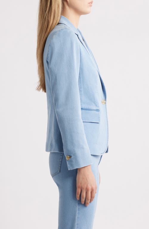 Shop Anne Klein Notch Collar Denim Blazer In Huntington Wash