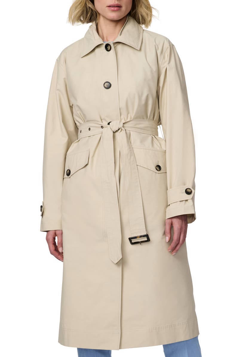 Bernardo Convertible Classic Trench Coat with Quilted Vest, Alternate, color, Bone