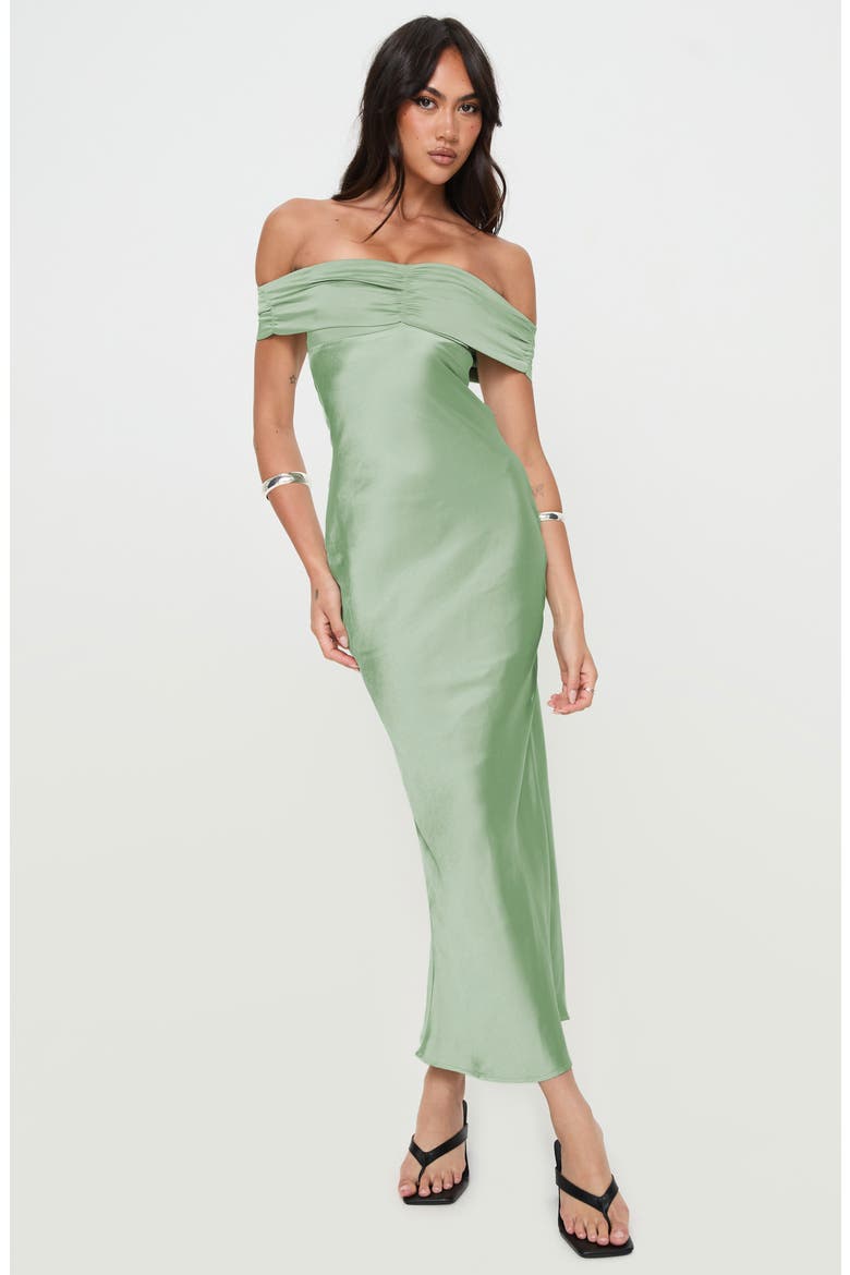 Sadee Off the Shoulder Satin Cocktail Dress, Alternate, color, SAGE