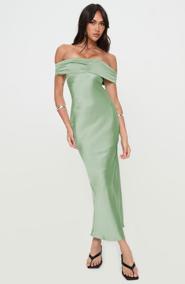 Princess Polly Sadee Off the Shoulder Satin Cocktail Dress, Alternate, color, 
