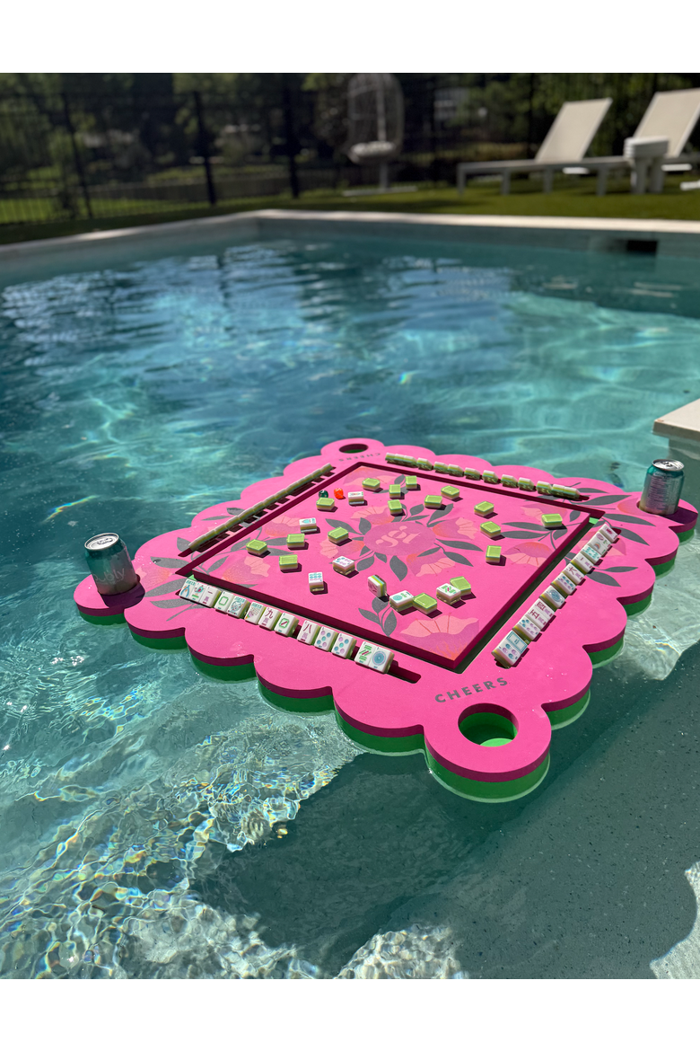Mahjong Floating Mat, Alternate, color, Neon Floral Pink