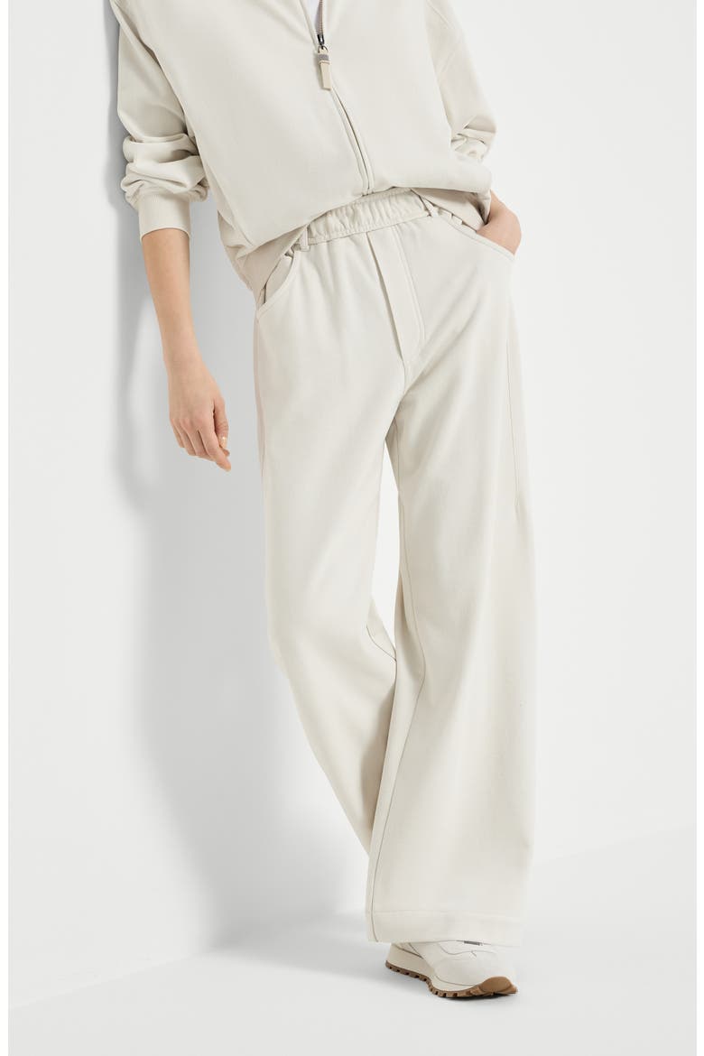 Smooth French terry trousers, Alternate, color, Milk