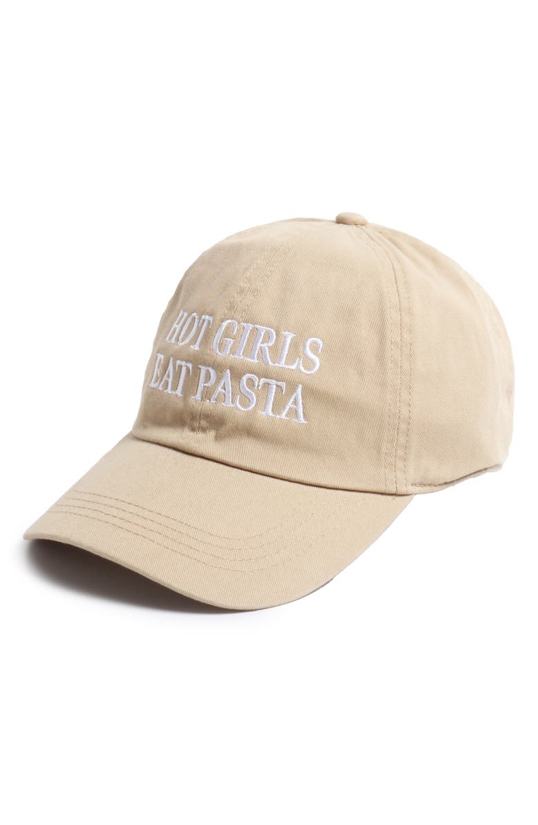 David & Young Hot Girls Eat Pasta Cotton Baseball Cap, Alternate, color, 