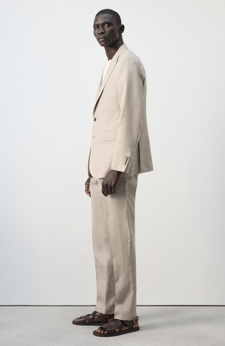 MANGO Amalfi Linen Slim Fit Suit, Alternate, color, Beige