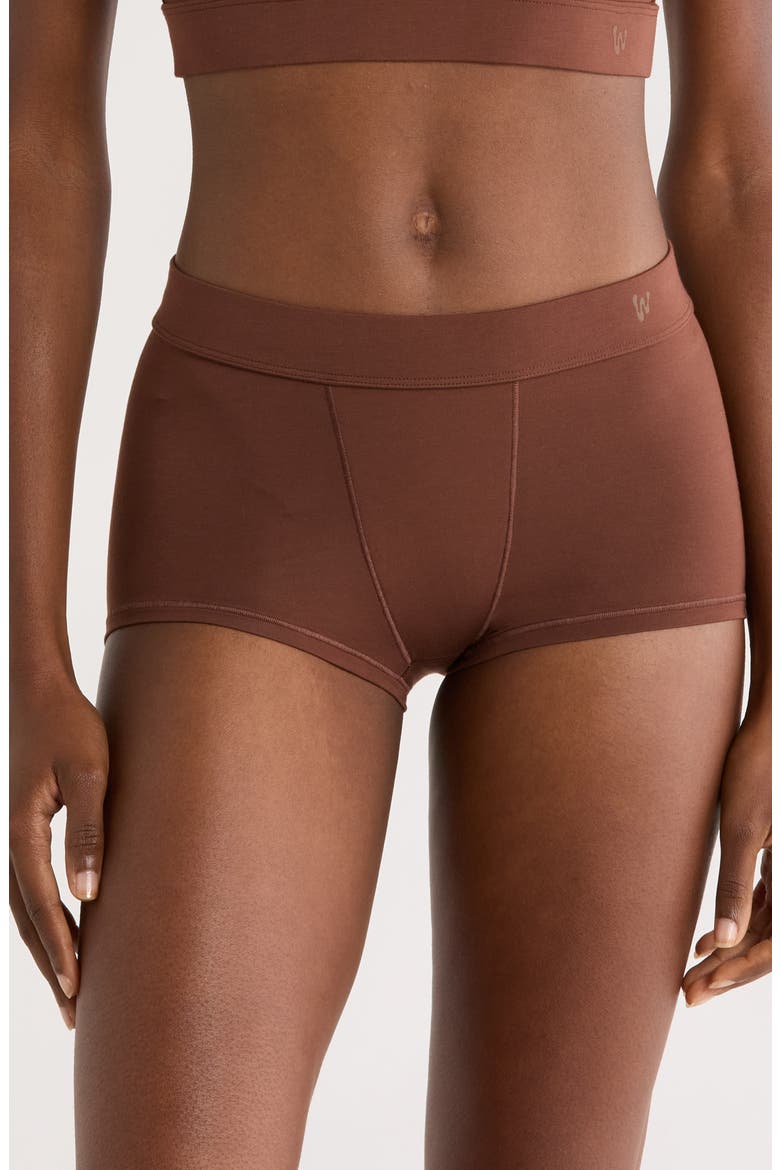 Luxe Bold Stretch Modal Boyshorts, Main, color, ESPRESSO